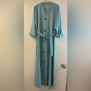 Blue Long Pleated Dress